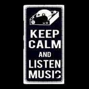 Coque Nokia Lumia 735 Keep Calm Listen music Noir