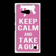 Coque Nokia Lumia 735 Keep Calm Take a gun Rose