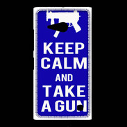 Coque Nokia Lumia 735 Keep Calm Take a gun Bleu