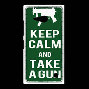 Coque Nokia Lumia 735 Keep Calm Take a gun Vert