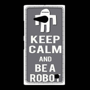 Coque Nokia Lumia 735 Keep Calm Be a Robot Gris