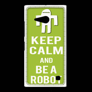 Coque Nokia Lumia 735 Keep Calm Be a Robot Vert pomme