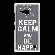 Coque Nokia Lumia 735 Keep Calm Be Happy Gris