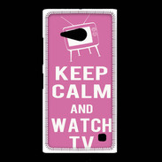 Coque Nokia Lumia 735 Keep Calm Watch TV Rose