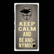 Coque Nokia Lumia 735 Keep Calm and Be Anonymous Gris