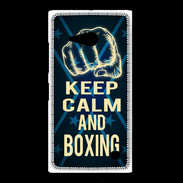 Coque Nokia Lumia 735 Keep Calm and Boxing Bleu