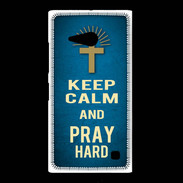 Coque Nokia Lumia 735 Keep Calm and Pray Christian Bleu