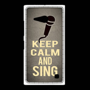 Coque Nokia Lumia 735 Keep Calm and Sing Gris