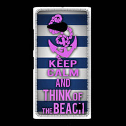 Coque Nokia Lumia 735 Keep Calm and Think Beach Bleu
