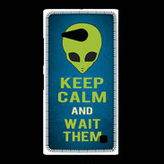 Coque Nokia Lumia 735 Keep Calm and Wait Alien Bleu