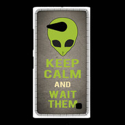 Coque Nokia Lumia 735 Keep Calm and Wait Alien Gris