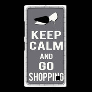 Coque Nokia Lumia 735 Keep Calm Go Shopping Gris