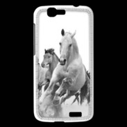 Coque Huawei Ascend G7 Chevaux en noir et blanc