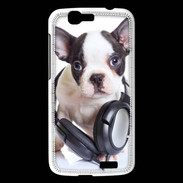 Coque Huawei Ascend G7 Bulldog français avec casque de musique