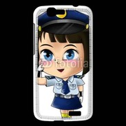 Coque Huawei Ascend G7 Cute cartoon illustration of a policewoman