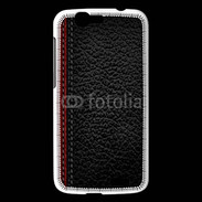 Coque Huawei Ascend G7 Effet cuir noir et rouge