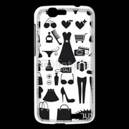 Coque Huawei Ascend G7 Fond fashion noir et blanc 2