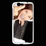 Coque Huawei Ascend G7 Femme souriante ordinateur