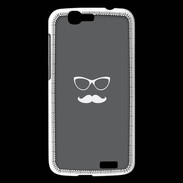 Coque Huawei Ascend G7 moustache gris & blanc