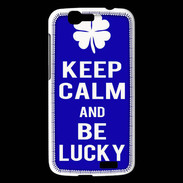 Coque Huawei Ascend G7 Keep Calm Be lucky Bleu