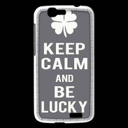 Coque Huawei Ascend G7 Keep Calm Be lucky Gris