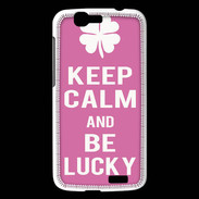 Coque Huawei Ascend G7 Keep Calm Be Lucky Rose