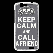 Coque Huawei Ascend G7 Keep Calm Call friend Gris