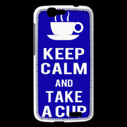 Coque Huawei Ascend G7 Keep Calm Take a cup Bleu