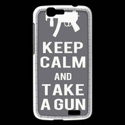 Coque Huawei Ascend G7 Keep Calm Take a gun Gris