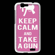 Coque Huawei Ascend G7 Keep Calm Take a gun Rose