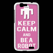 Coque Huawei Ascend G7 Keep Calm Be a Robot Rose
