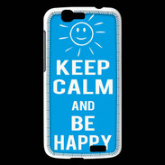 Coque Huawei Ascend G7 Keep Calm Be Happy Cyan