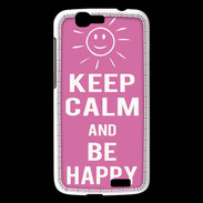 Coque Huawei Ascend G7 Keep Calm Be Happy Rose