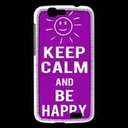 Coque Huawei Ascend G7 Keep Calm Be Happy Violet