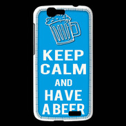 Coque Huawei Ascend G7 Keep Calm Have a beer Cyan