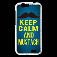 Coque Huawei Ascend G7 Keep Calm and Mustach Bleu