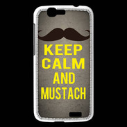 Coque Huawei Ascend G7 Keep Calm and Mustach Gris