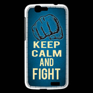 Coque Huawei Ascend G7 Keep Calm and Fight Bleu