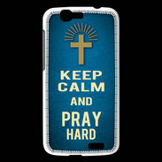 Coque Huawei Ascend G7 Keep Calm and Pray Christian Bleu