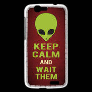 Coque Huawei Ascend G7 Keep Calm and Wait Alien Rouge