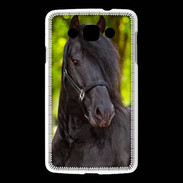 Coque LG L60 Portrait de cheval noir 10