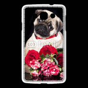 Coque LG L60 Chiot et fleurs rouges