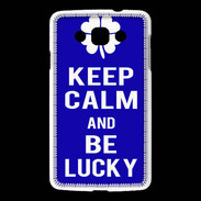 Coque LG L60 Keep Calm Be lucky Bleu