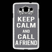 Coque LG L60 Keep Calm Call friend Gris