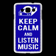 Coque LG L60 Keep Calm Listen music Bleu