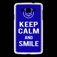 Coque LG L60 Keep Calm Smile Bleu