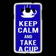 Coque LG L60 Keep Calm Take a cup Bleu