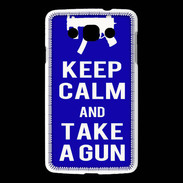 Coque LG L60 Keep Calm Take a gun Bleu