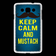 Coque LG L60 Keep Calm and Mustach Bleu