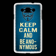 Coque LG L60 Keep Calm and Be Anonymous Bleu
